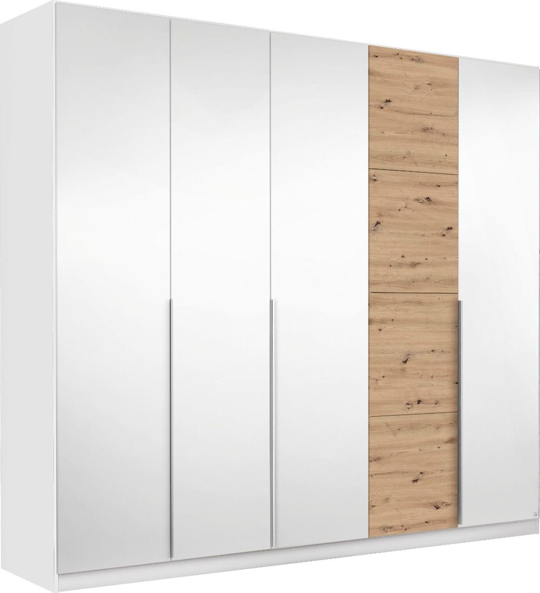 Oakwood Rauch Bellezza High Gloss White and Artisan Oak 5 Door Hinged wardrobe