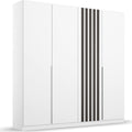 Oakwood Rauch Lamella Alpine white and Black oak 4 Door Hinged Wardrobe