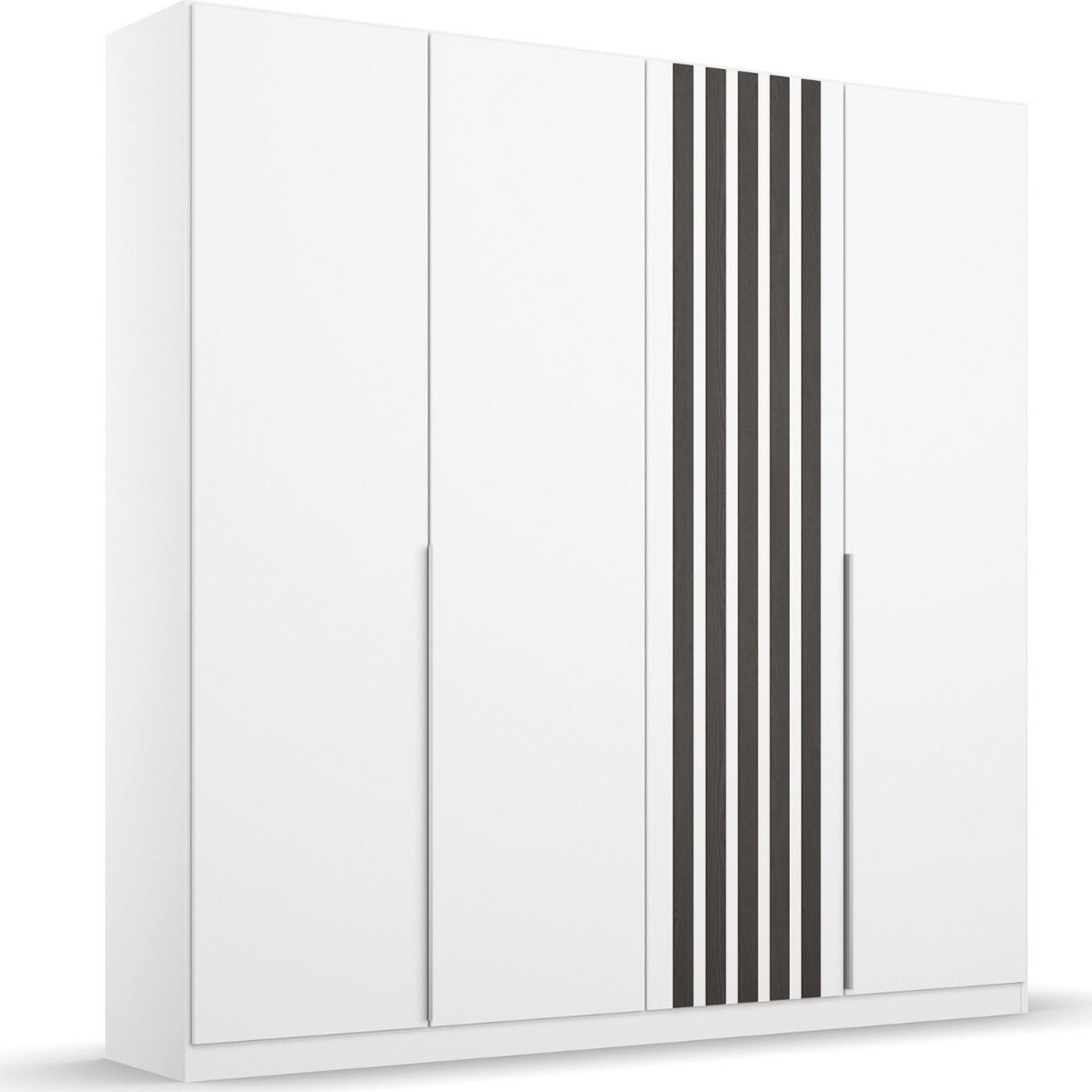 Oakwood Rauch Lamella Alpine white and Black oak 4 Door Hinged Wardrobe