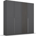 Oakwood Rauch Lamella Metallic Grey and Black oak Hinged Door Wardrobe