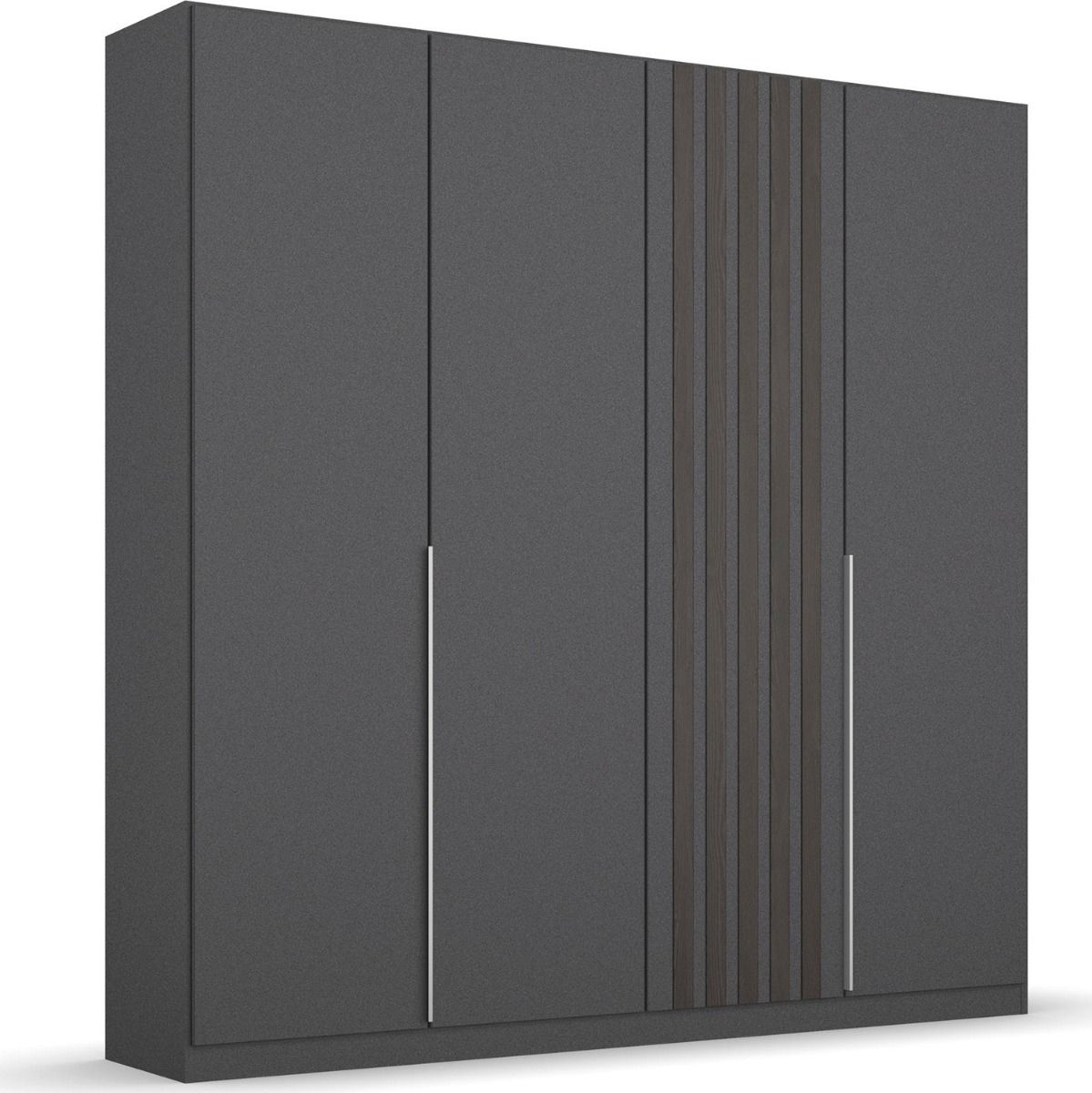 Oakwood Rauch Lamella Metallic Grey and Black oak Hinged Door Wardrobe