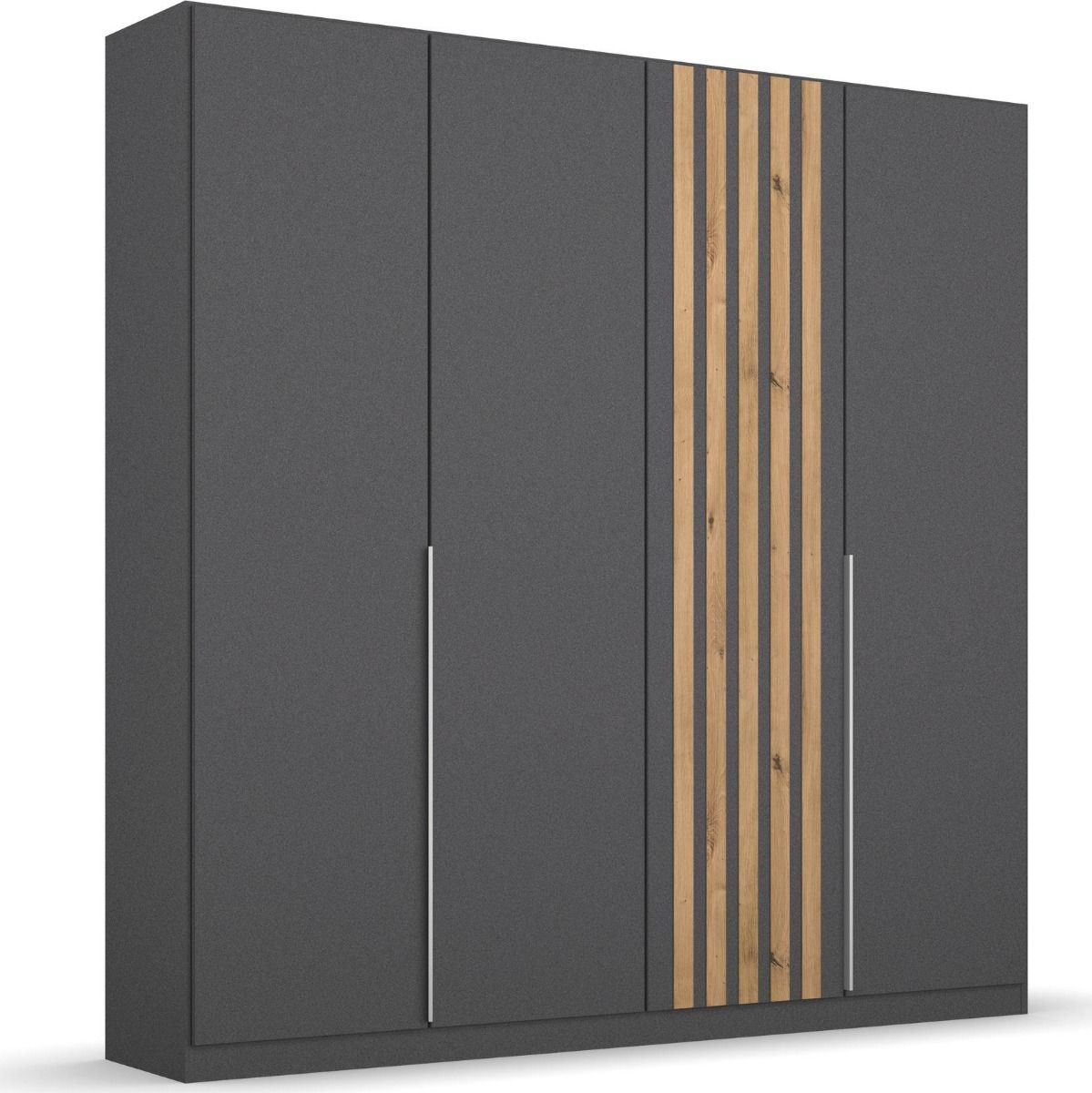 Oakwood Rauch Lamella Metallic Grey And Artisan Oak Hinged Door Wardrobe