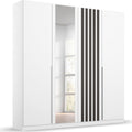 Oakwood Rauch Lamella White Hinged Door Wardrobe With Mirror