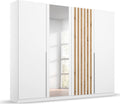 Oakwood Rauch Lamella White Revolving Door Wardrobe With Mirror