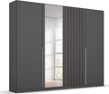 Oakwood Rauch Lamella Metallic Grey black oak and Mirror Front Wardrobe