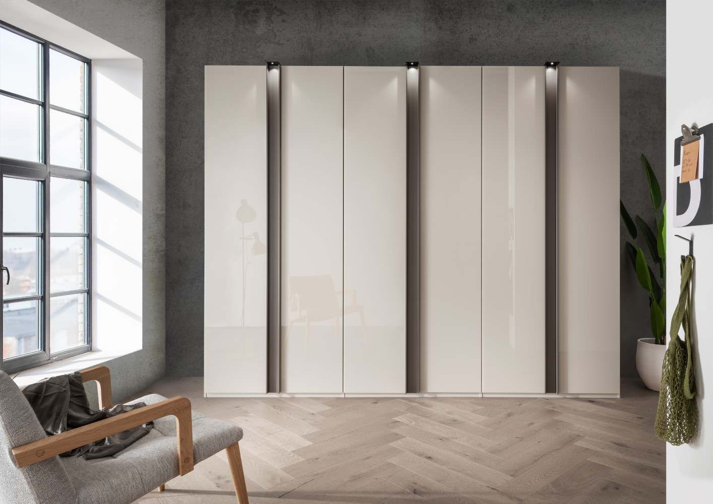 Oakwood Wiemann Lagos Champagne Glass Front Hinged Door Wardrobe