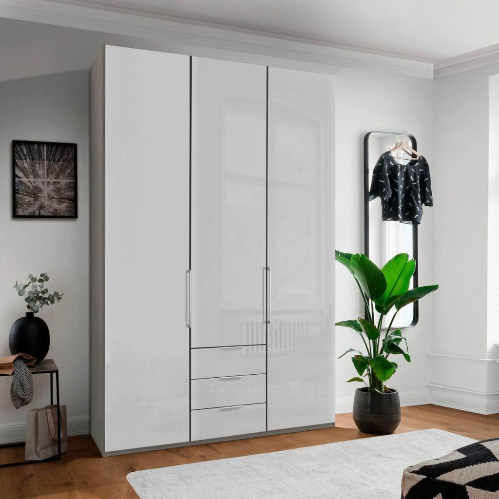 Oakwood Wiemann Monaco 3 Door Glass Front Wardrobe With Drawers
