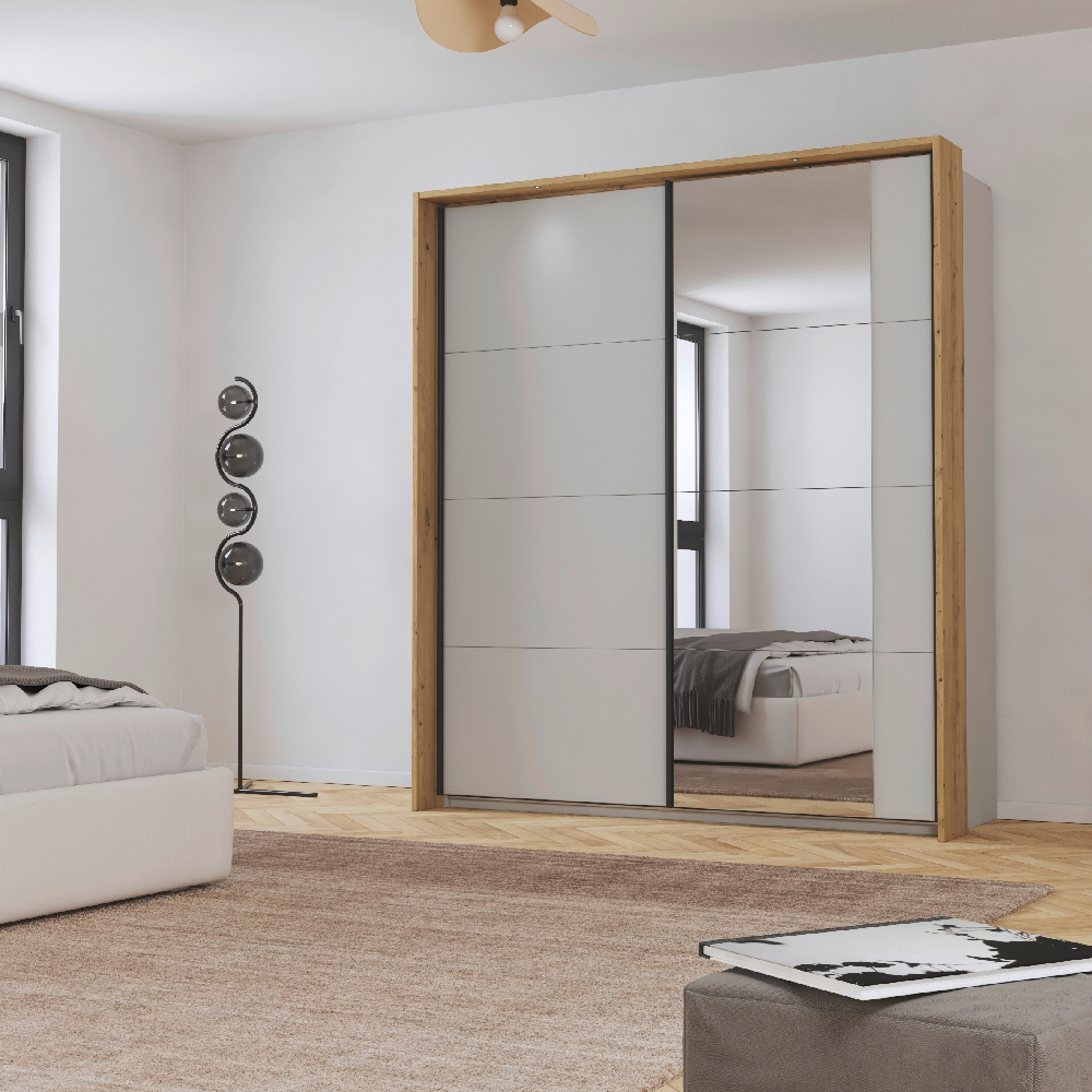 Oakwood Rauch Credo Silk Grey Sliding Wardrobe
