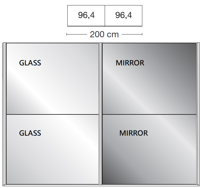 Oakwood Wiemann Berlin Graphite Glass Front Sliding Door Wardrobe