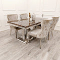 Oakwood Sorrento Black and Brown Marble Top Dining Table Set