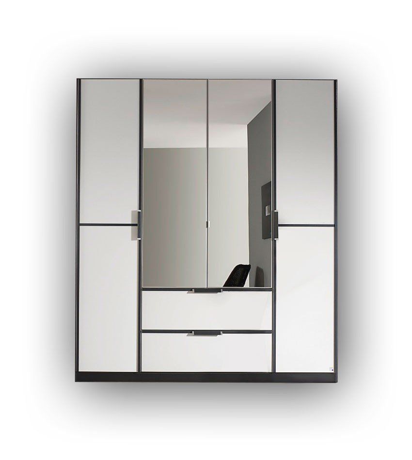 Oakwood Rauch Essensa White Glass Front Combi Hinged Door Wardrobe
