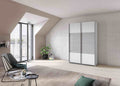 Oakwood Rauch Quadra Silk Grey Glass With White Sliding Door Wardrobe
