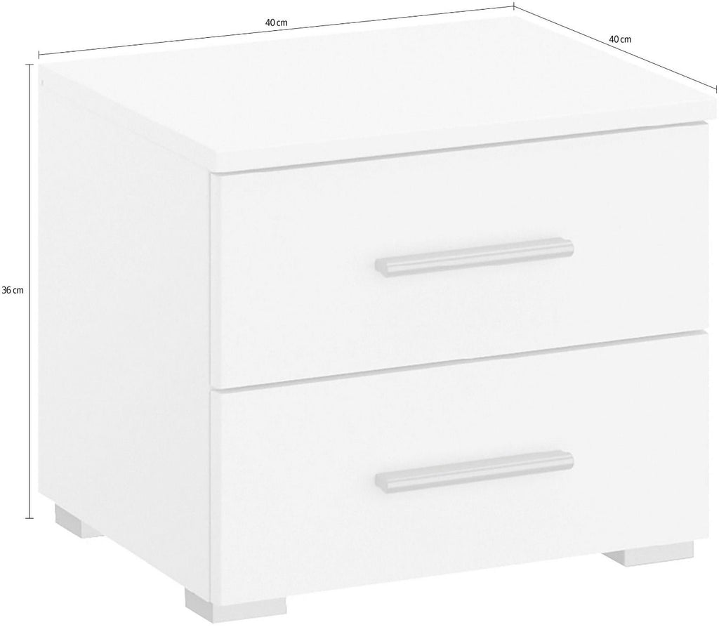 Oakwood Rauch Base 2 Drawer Metallic Grey Bedside Cabinet