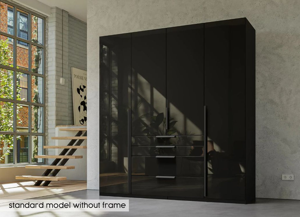 Oakwood Rauch Purisma Graphite 4 Door Hinged  Combi Wardrobe