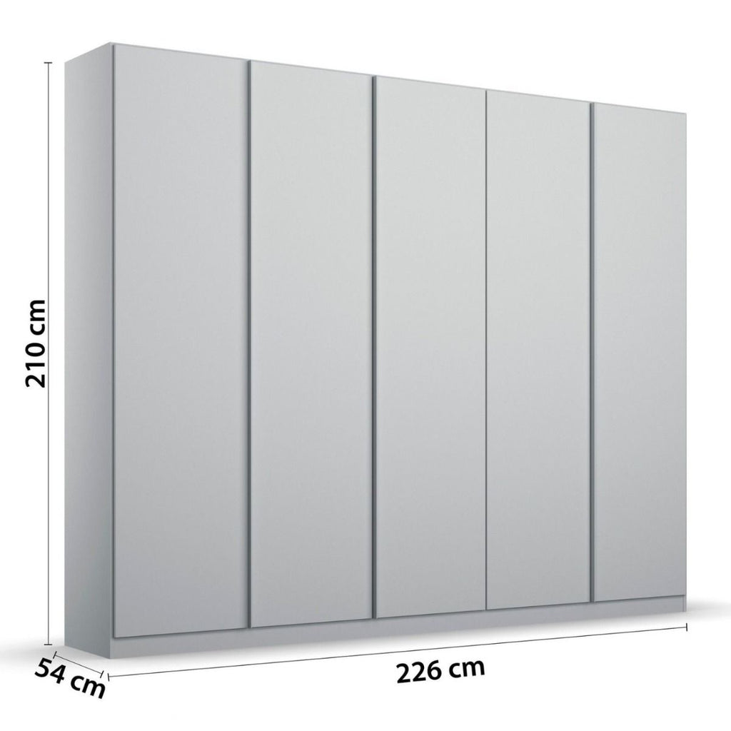 Oakwood Rauch Monostar Silk Grey 5 Door Hinged Wardrobe W226CM