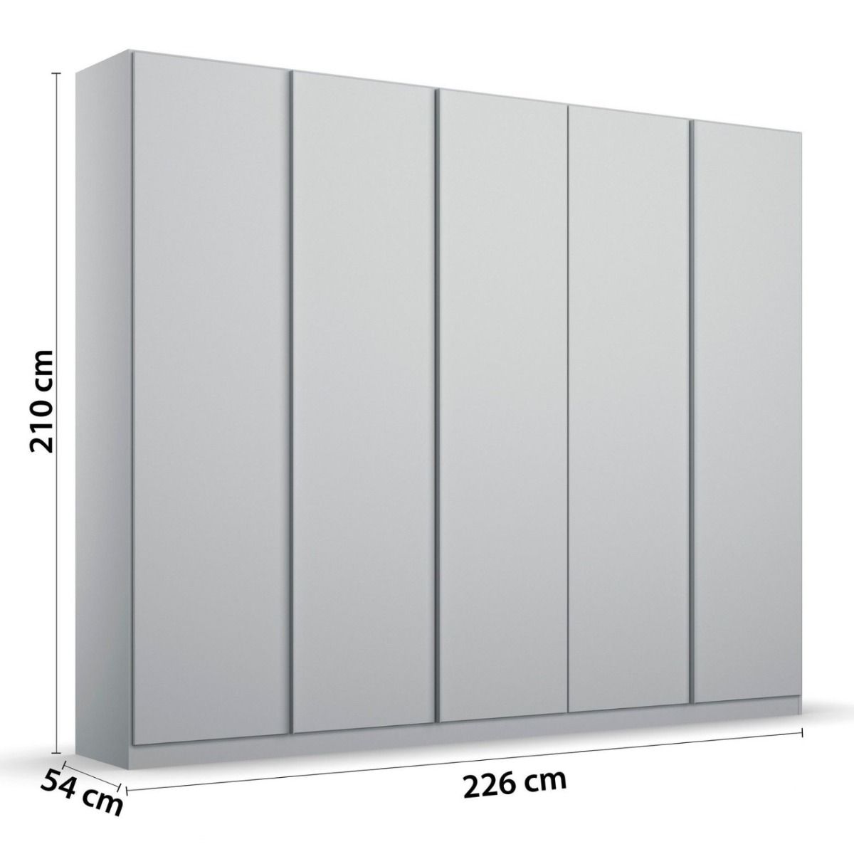 Oakwood Rauch Monostar Silk Grey 5 Door Hinged Wardrobe W226CM