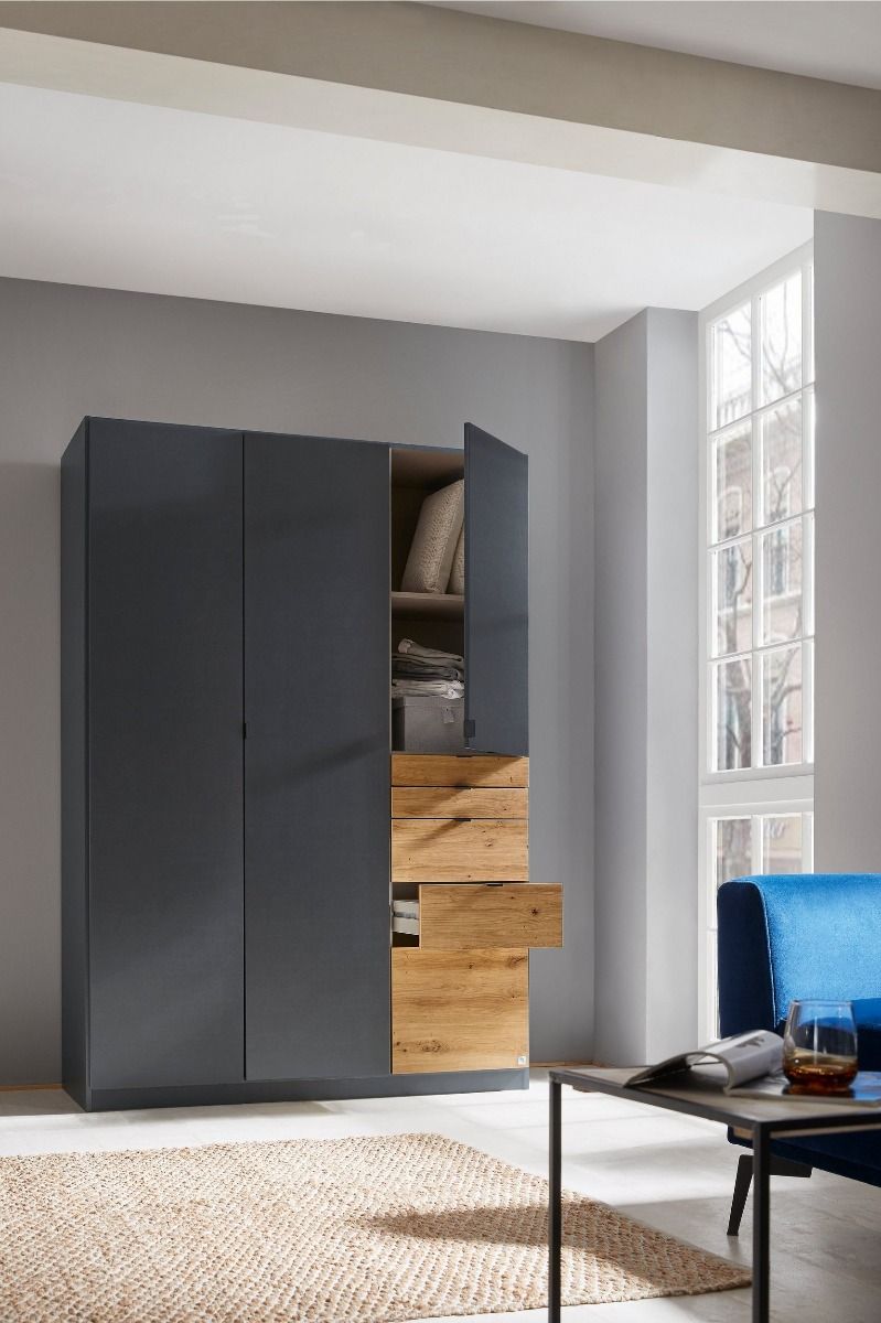 Oakwood Rauch Ontario Metallic Grey 3 Door Combi Hinged Wardrobe