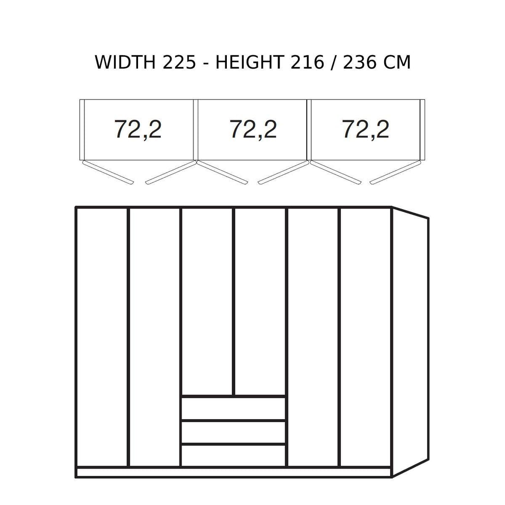 Oakwood Wiemann "Monaco1000" Pebble Grey Hinged Door Combi Wardrobe