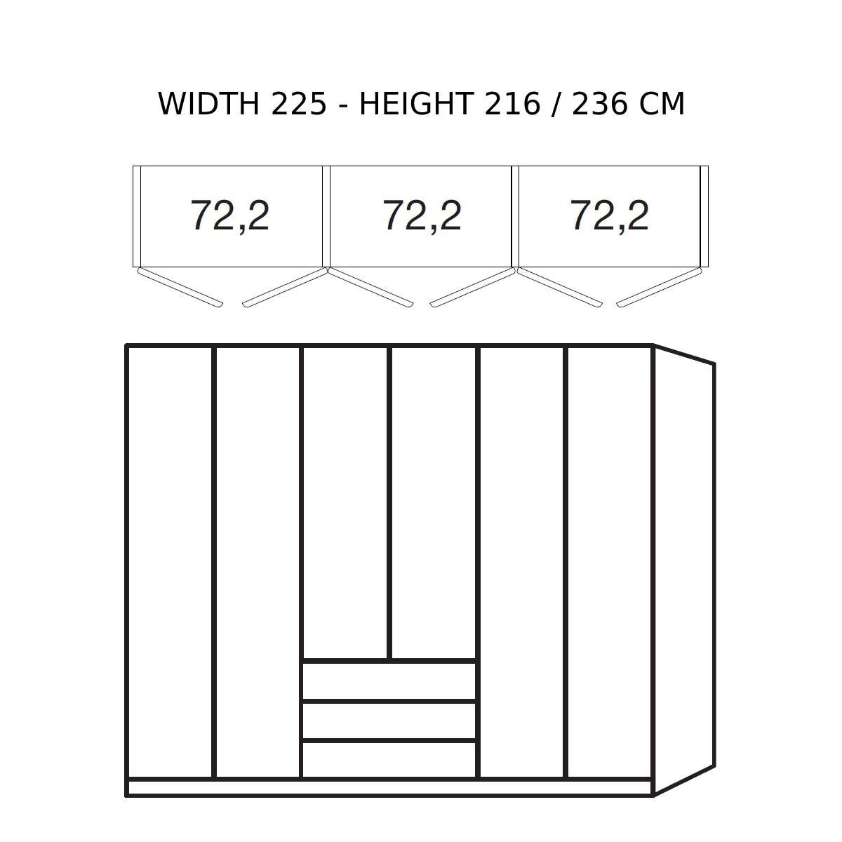 Oakwood Wiemann "Monaco1000" Pebble Grey Hinged Door Combi Wardrobe