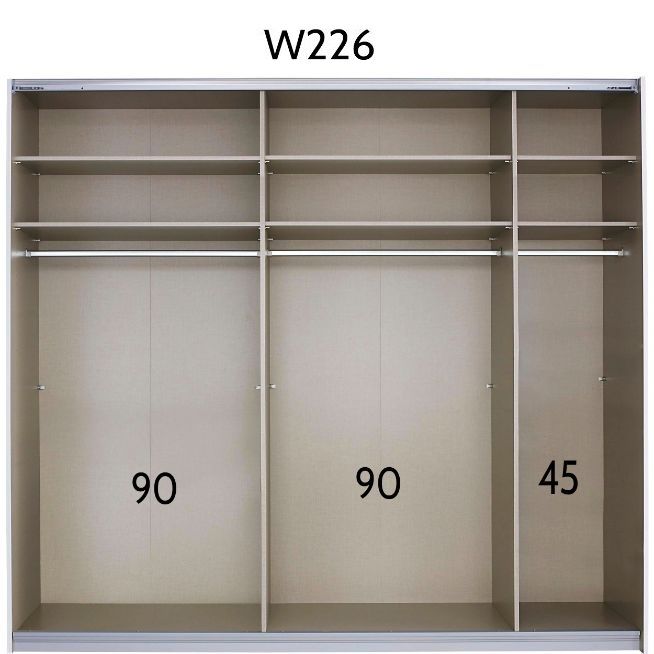 Oakwood Rauch Luma 226cm 2 Door Sliding Wardrobe with 1 Decor Door and 1 Mirror Door