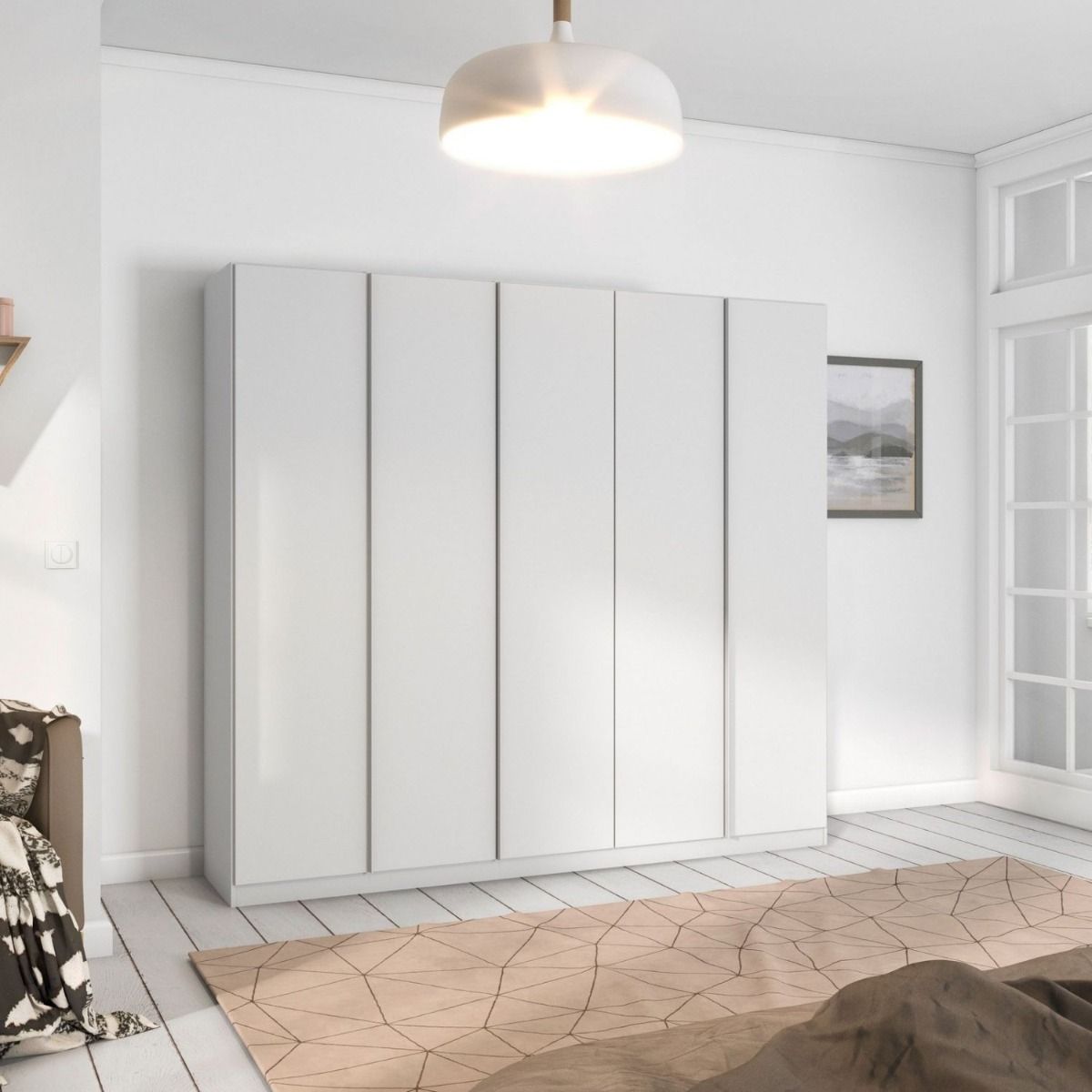 Oakwood Rauch Monostar White 5 Door Hinged Wardrobe W226CM