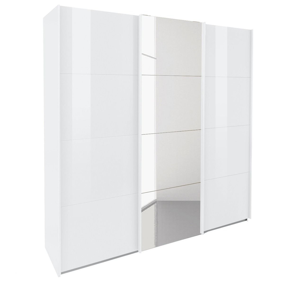 Oakwood Rauch Kulmbach White High Gloss & Mirror 3 Sliding Door Wardrobe 203CM Wide