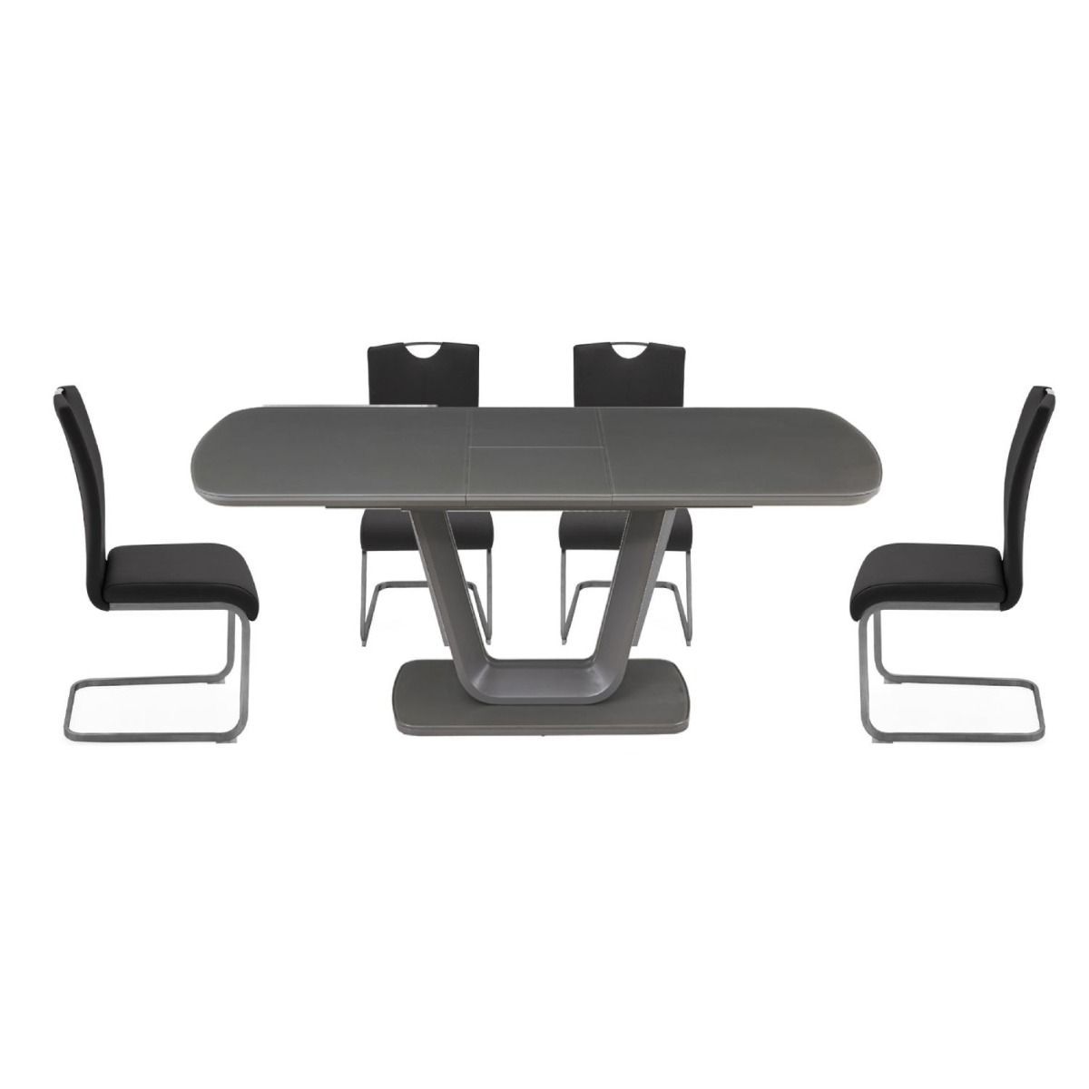 Oakwood Vida Living Lazzaro 120cm Ext Graphite Matt Dining Table 4 Chairs
