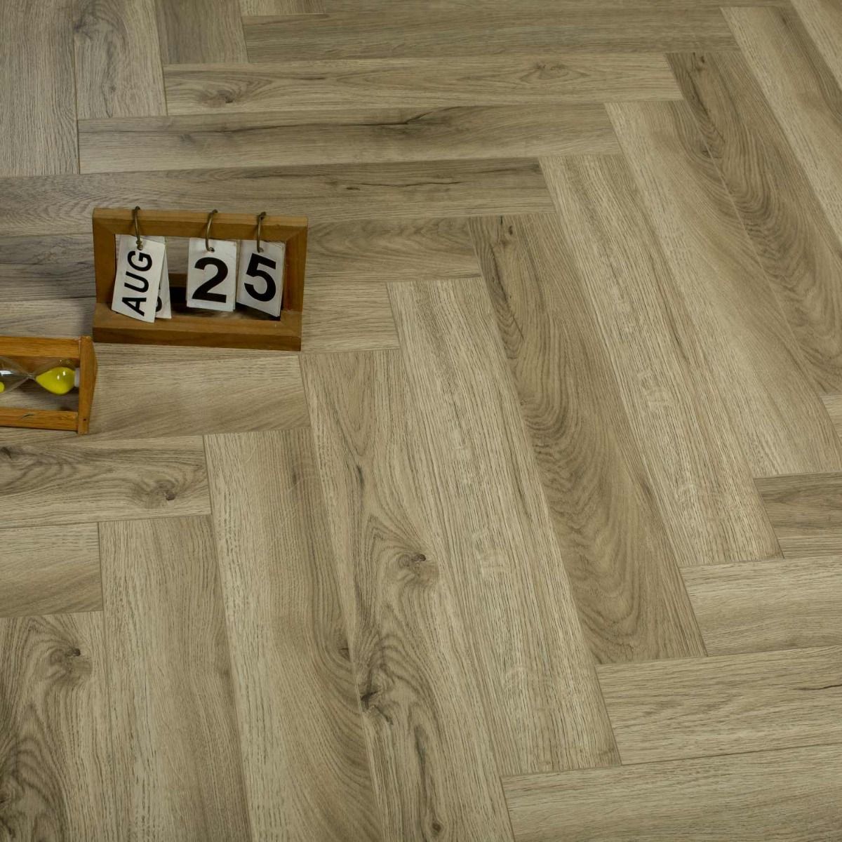 Oakwood Herringbone 12mm Limed Oak Laminate
