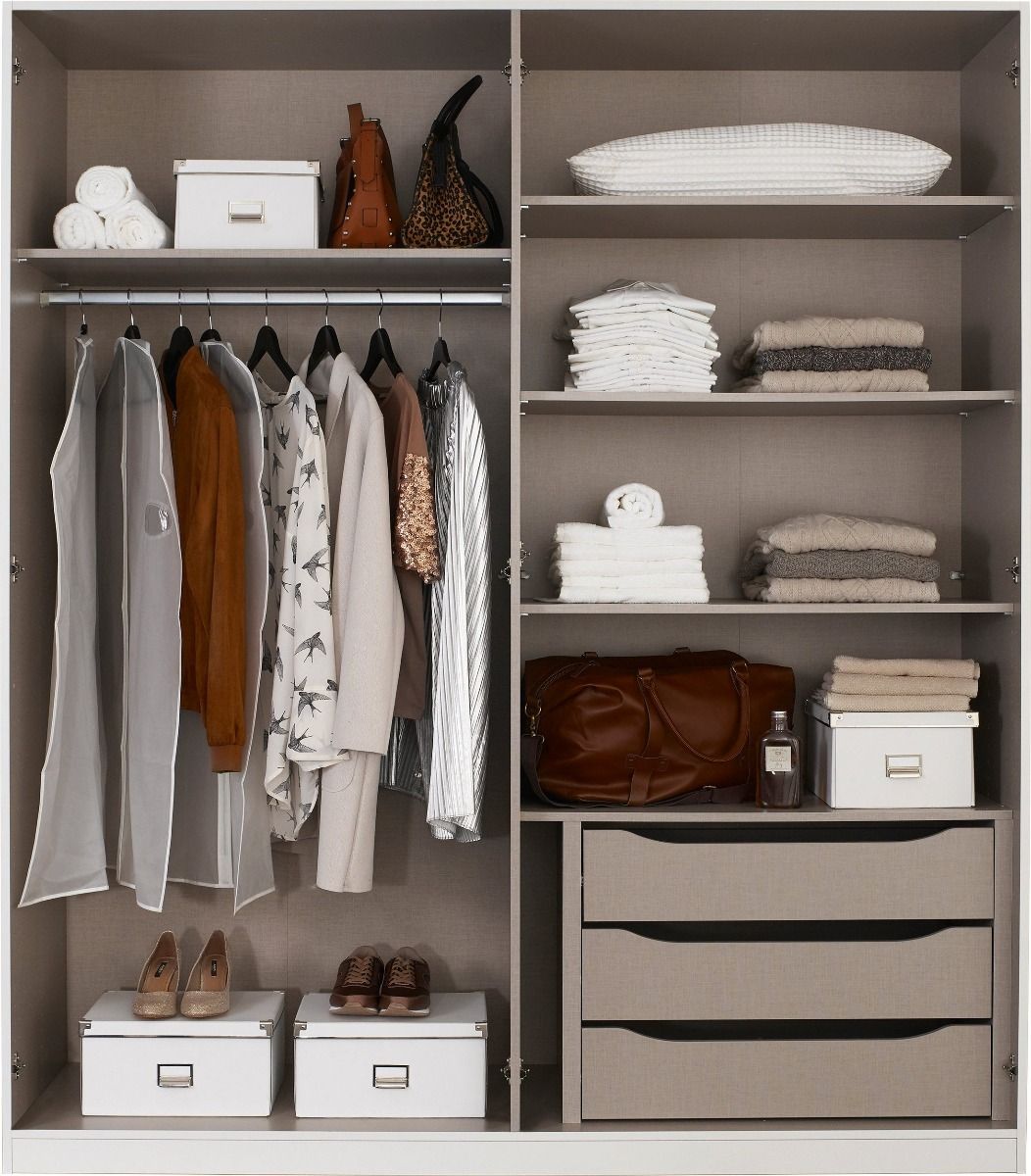 Oakwood Rauch White Glass Modern Quadra Spin 4 Door Hinged 181CM Wardrobe