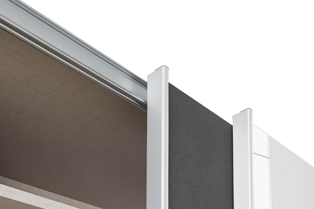 Oakwood Rauch Quadra 3 Sliding Door Wardrobe With Metallic Grey and Mirror Front 315CM