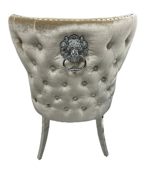 Oakwood Lewis Mink Lion Knockerback Plush Velvet Dining Chairs