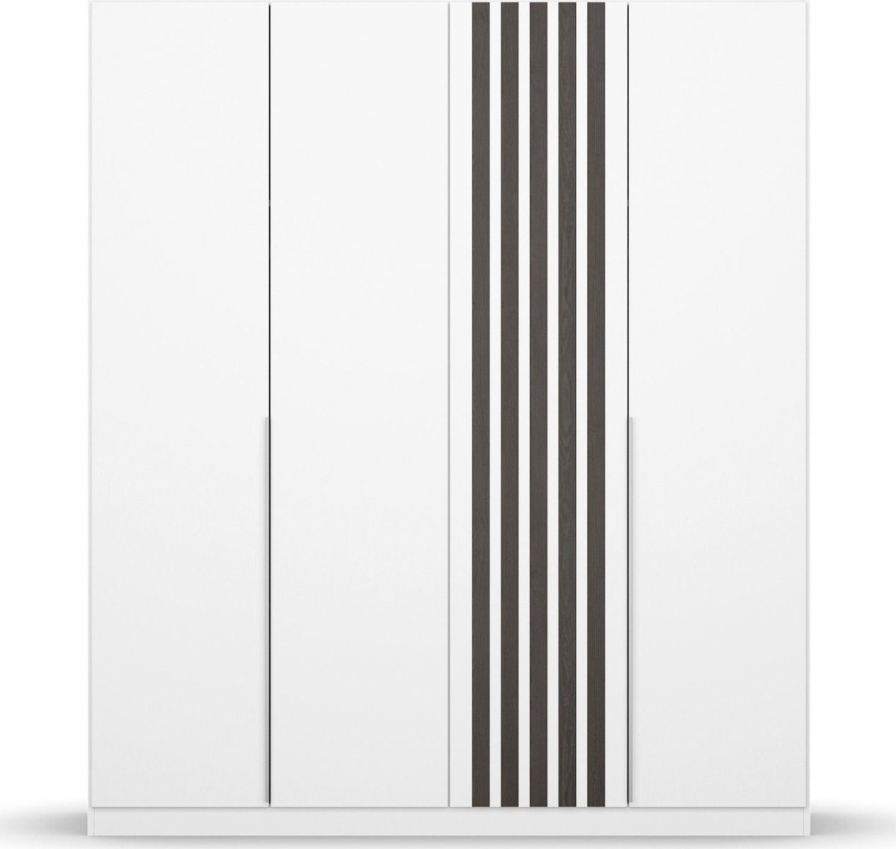 Oakwood Rauch Lamella Alpine white and Black oak 4 Door Hinged Wardrobe