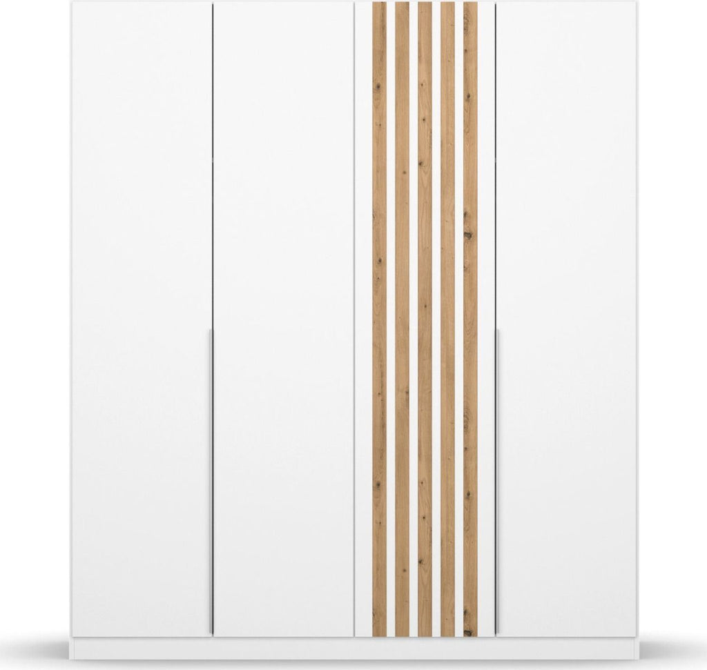 Oakwood Rauch Lamella Alpine White and Artisan Oak 4 Door Hinged Wardrobe