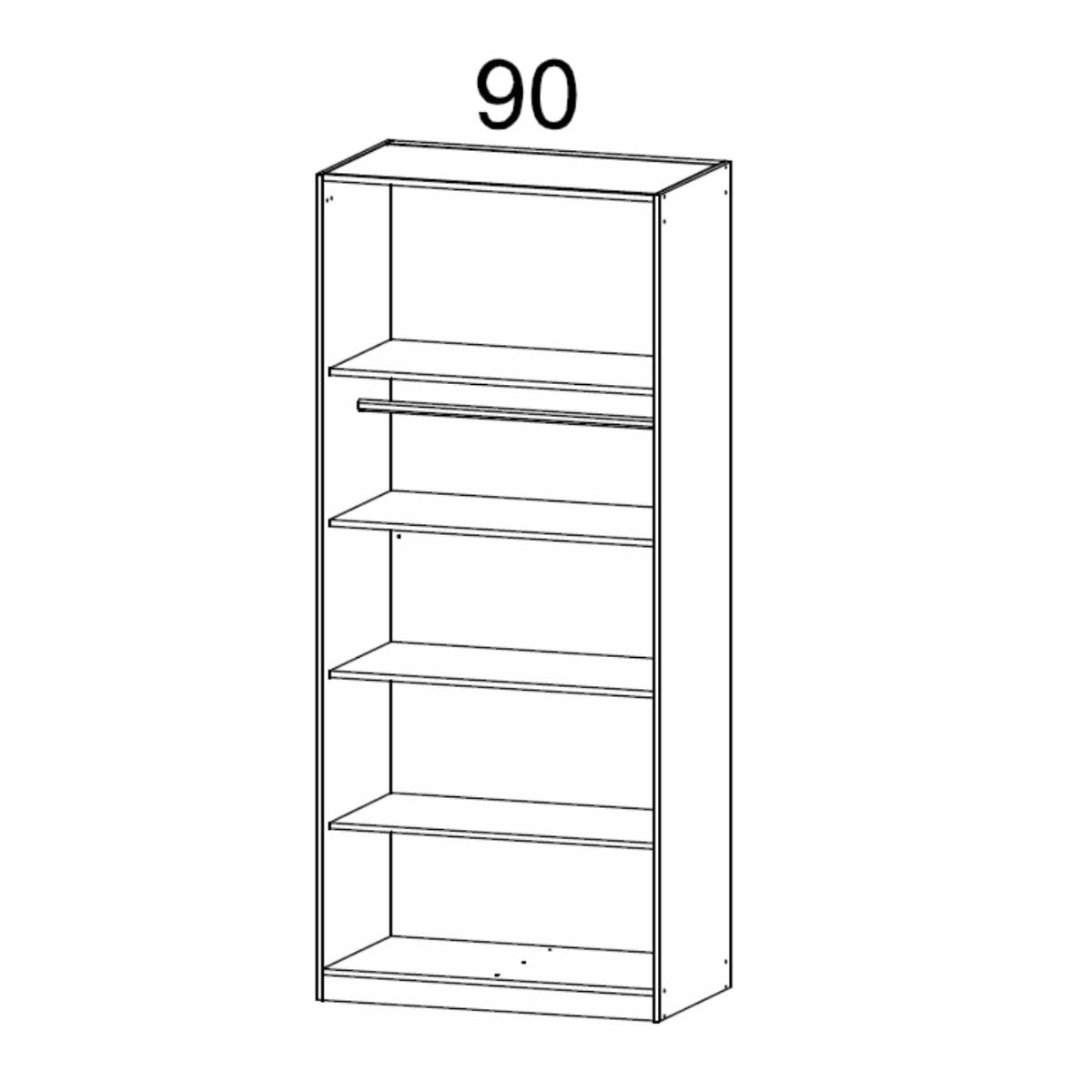 Oakwood Rauch Stuttgart 2 Door Hinged Soft Grey & Mirror Front Wardrobe W91 x H210CM