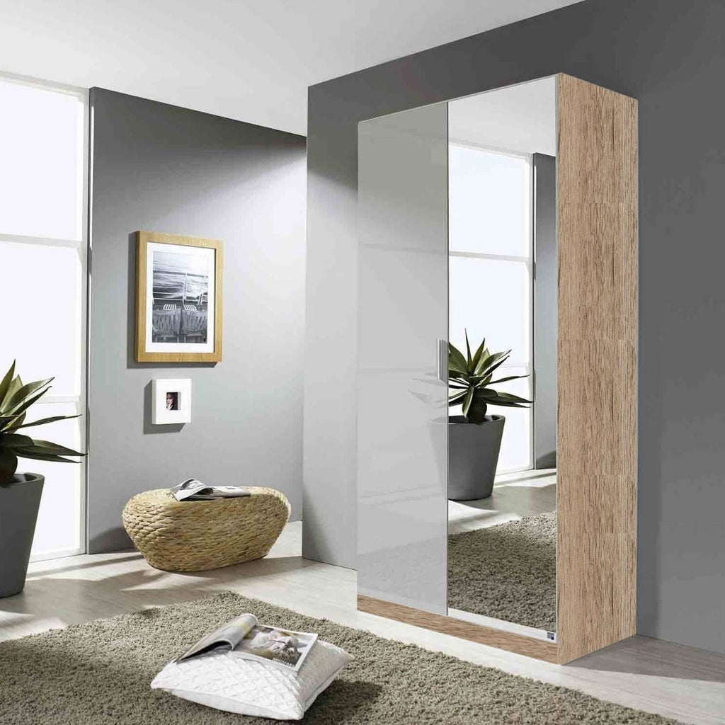 Oakwood Rauch Stuttgart Artisan Oak 2 Hinged Door Wardrobe With Mirror