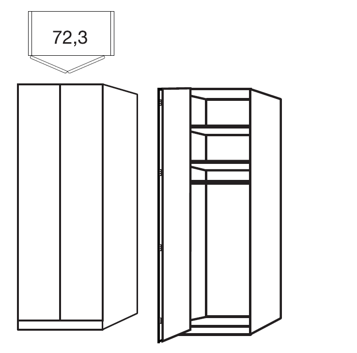Oakwood Wiemann Monaco Corner Wardrobe With Glass Front Bi-Folding Doors