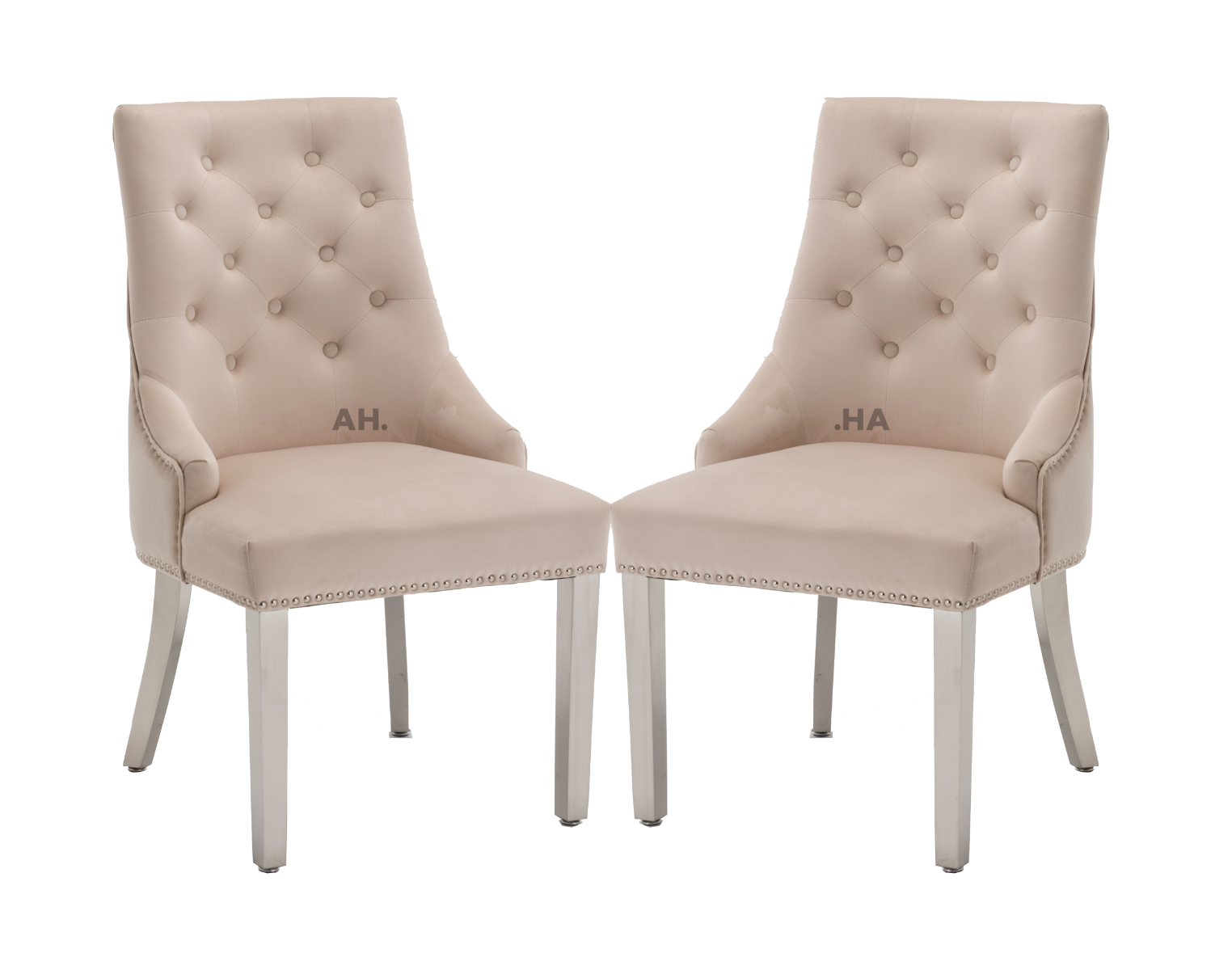 Oakwood Knightsbridge Plush Velvet Cream Ring Knockerback Dining Chair