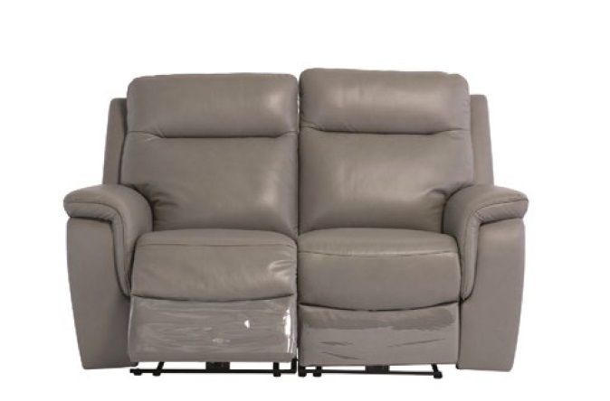 Oakwood Ancona Grey Leather Electric Recliner Sofa
