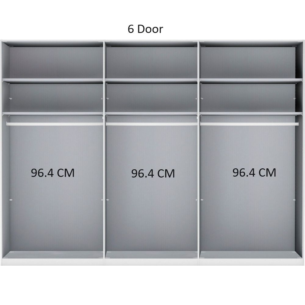 Oakwood Wiemann Split 6 Door Transparent Glass Wardrobe