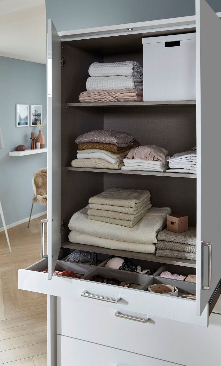 Oakwood Homburg Metallic Grey High Gloss White 3 Door Combi Wardrobe