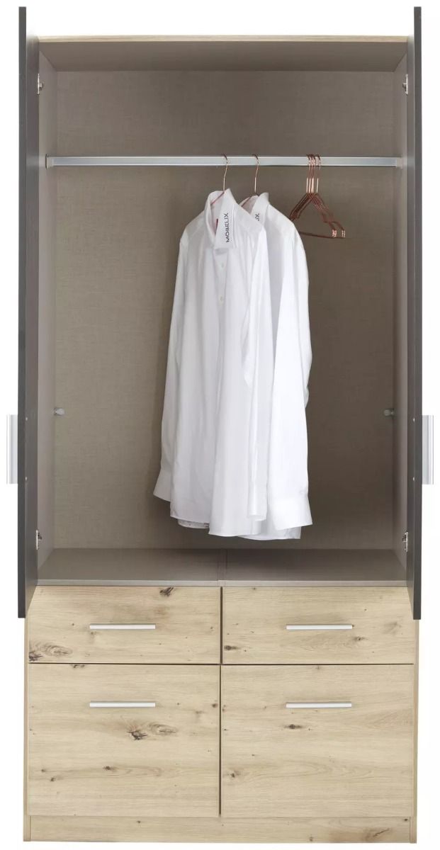 Oakwood Rauch Celle Extra 2 Doors 4 Drawers High Gloss Hinged Wardrobe