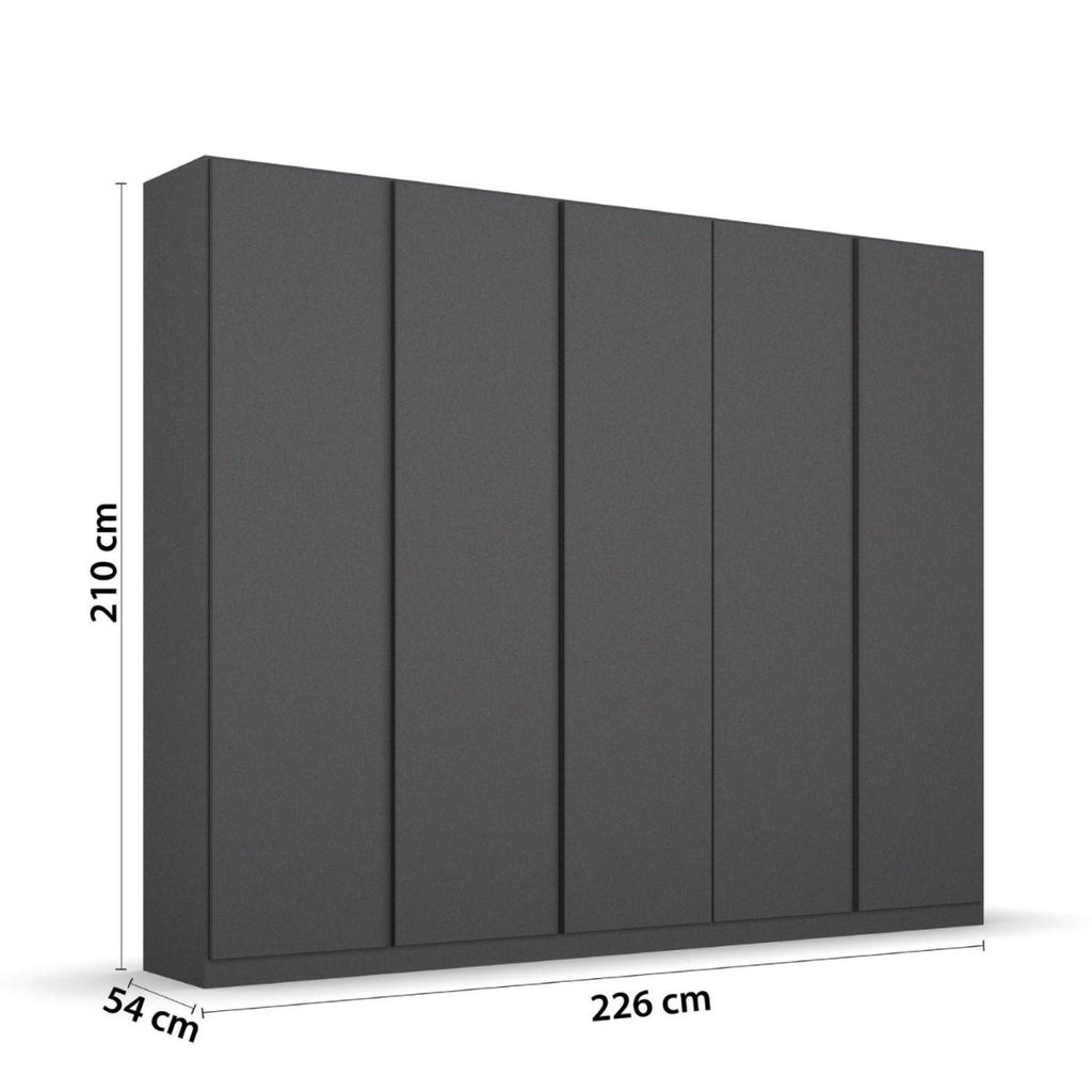 Oakwood Rauch Monostar Metallic Grey 5 Door Hinged Wardrobe W226CM