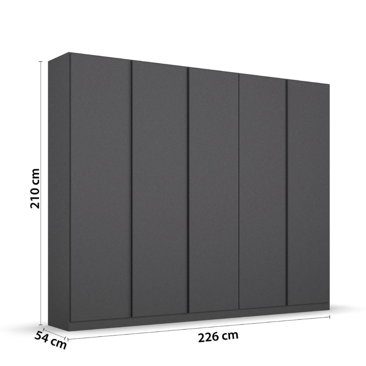 Oakwood Rauch Monostar Metallic Grey 5 Door Hinged Wardrobe W226CM
