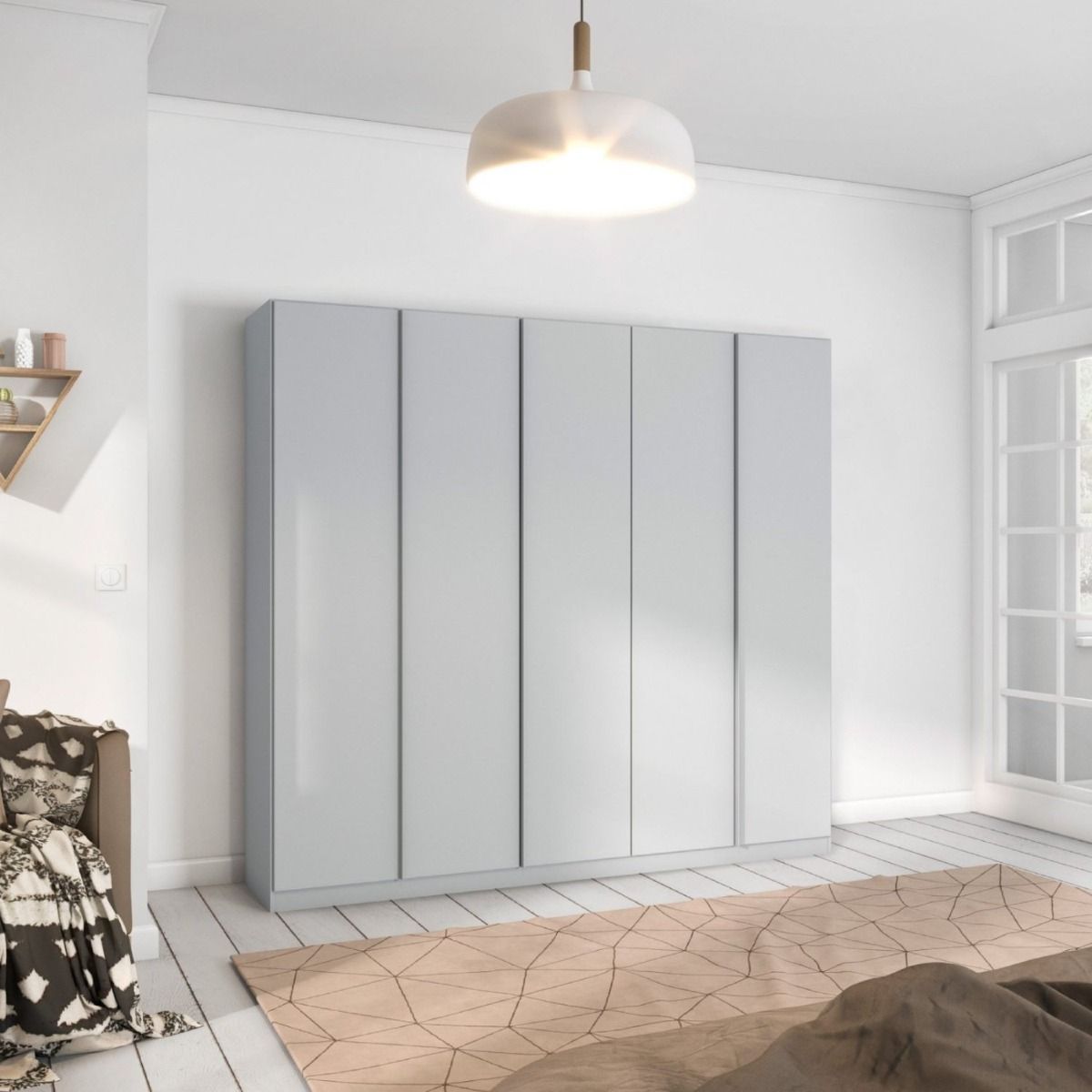 Oakwood Rauch Monostar Silk Grey 5 Door Hinged Wardrobe W226CM