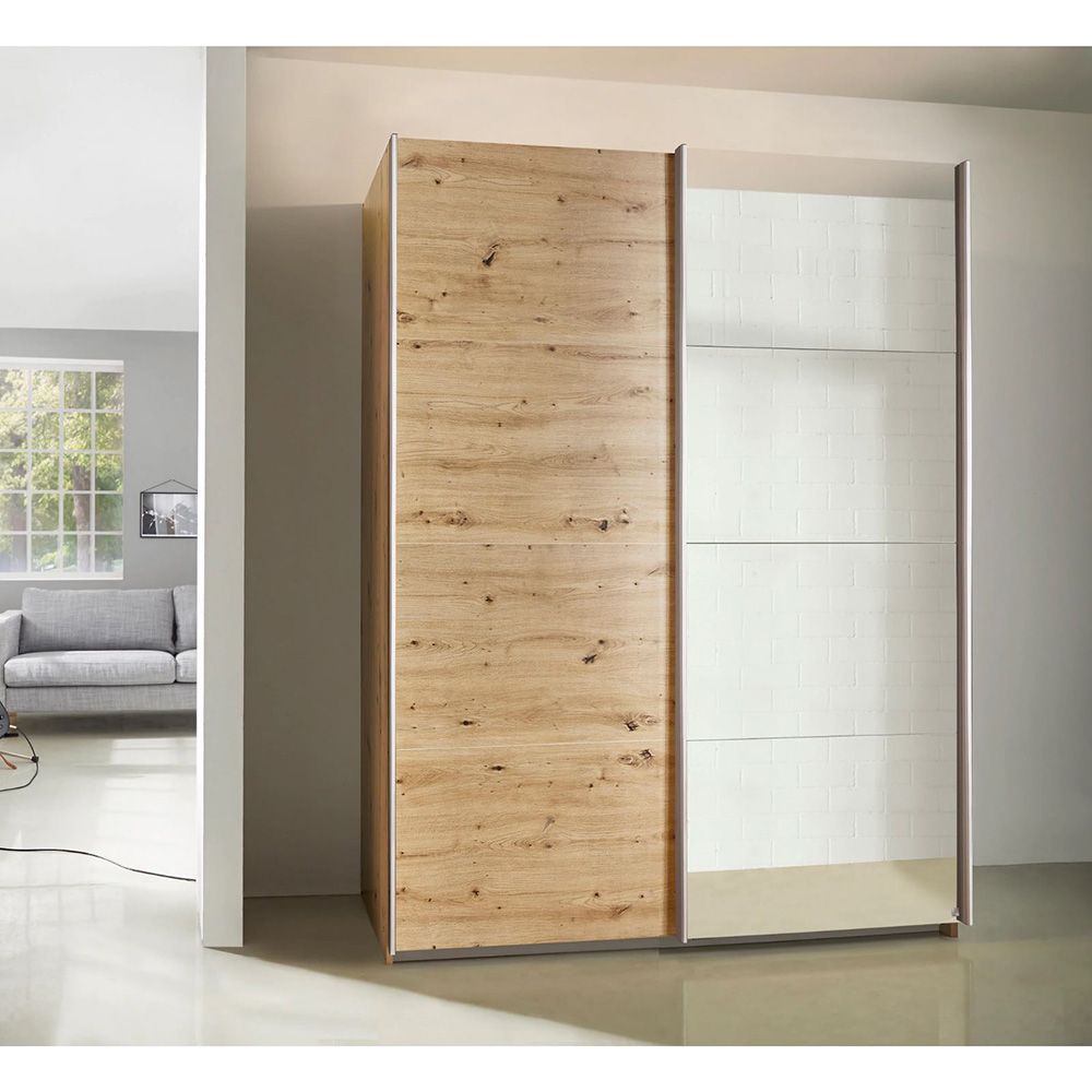 Oakwood Rauch Artisan Oak & Mirror Sliding Door Wardrobe