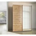 Oakwood Rauch Quadra 2 Gliding Door Wardrobe With Artisan Oak And Mirror Front