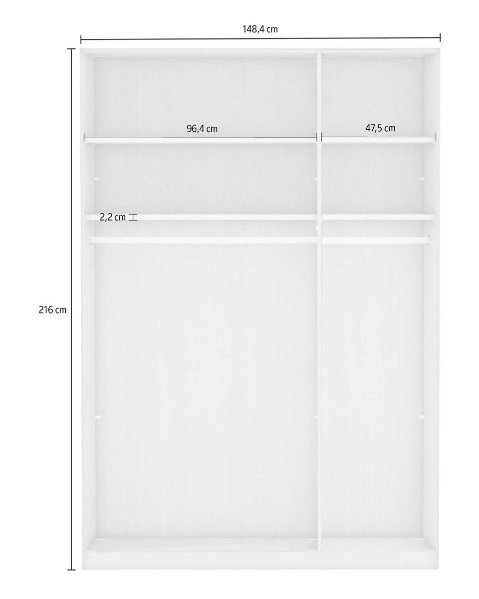 Oakwood Wiemann Berlin Pebble Grey Glass & Mirror Front Hinged Door Wardrobe