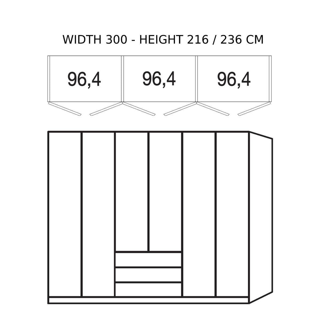 Oakwood Wiemann "Monaco1000" Pebble Grey Hinged Door Combi Wardrobe