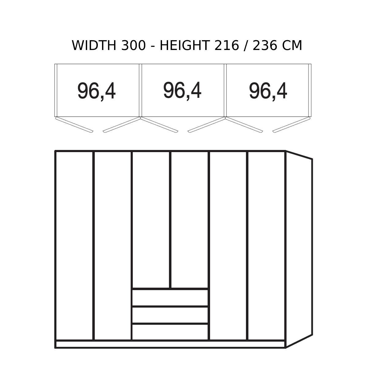 Oakwood Wiemann "Monaco1000" Pebble Grey Hinged Door Combi Wardrobe