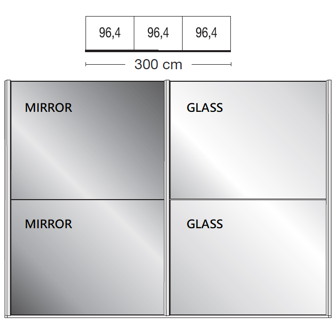 Oakwood Wiemann Berlin White Glass and Mirror Front Sliding Door Wardrobe